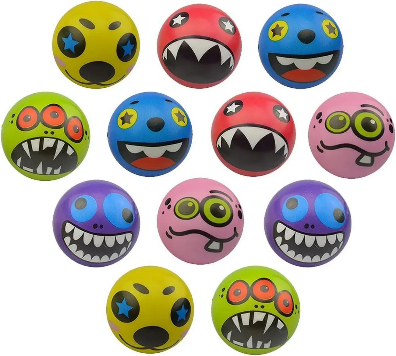 Pelotas Antiestres Emoji Monster Happy Colores X 12 Unidades