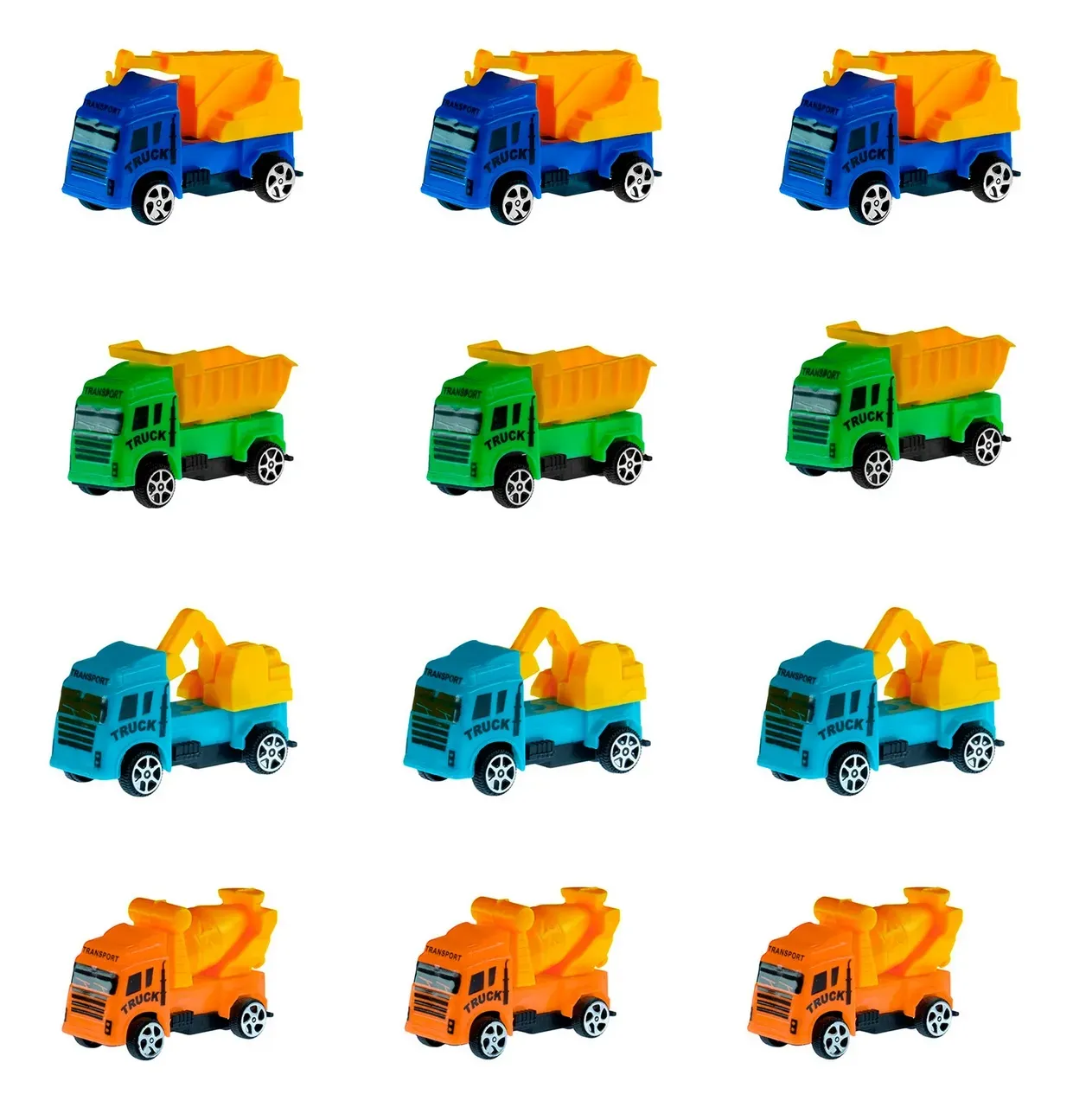 Carro Camion Construccion Multicolor Juguete X 12 Unidades