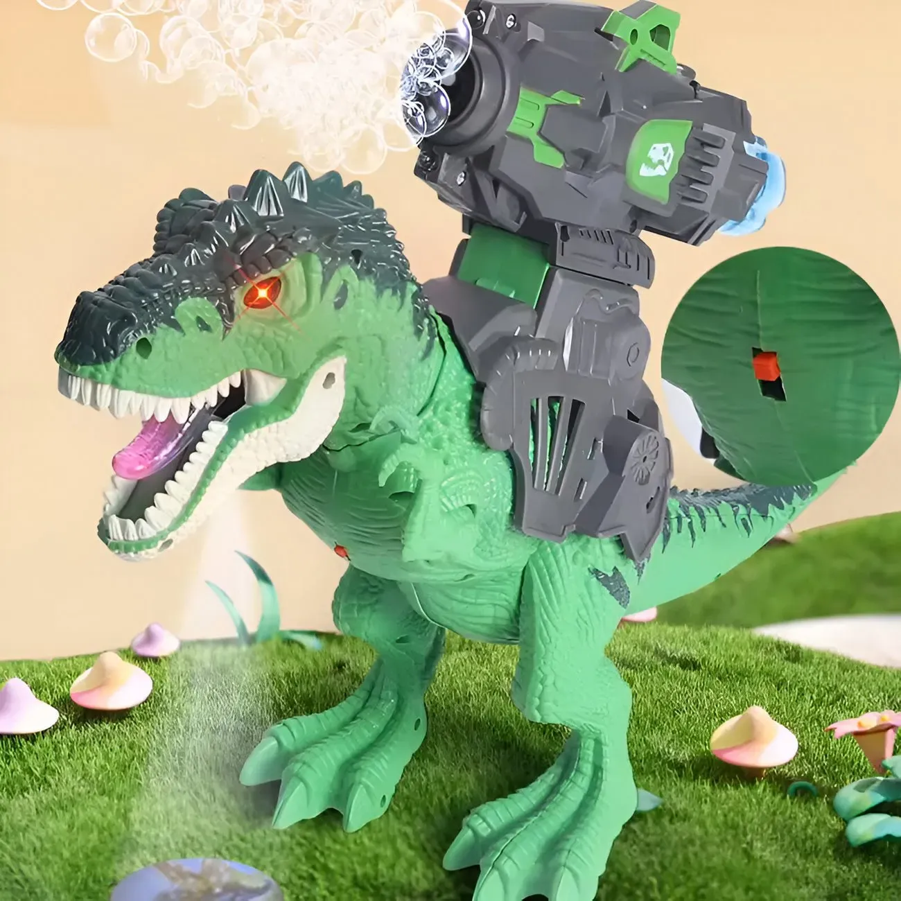 Dinosaurio Robot Lanzador Burbujar Proyector Juguete Niños