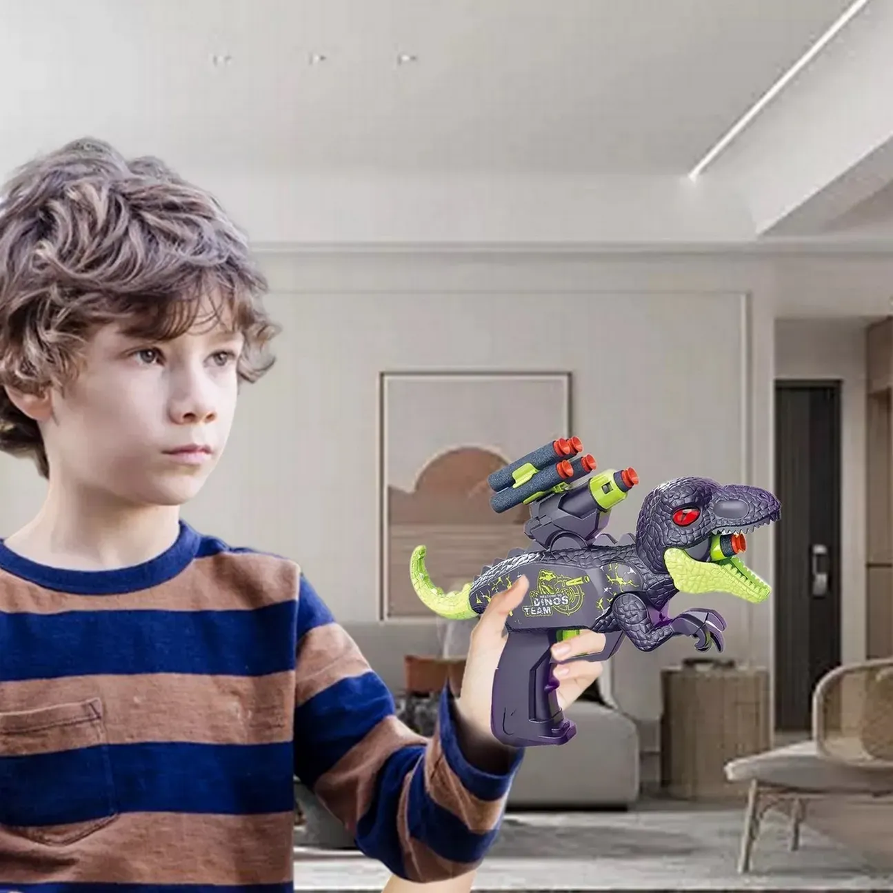 Pistola Lanza Dardos Nerf Dinosaurio Tiranosaurio Rex Niños