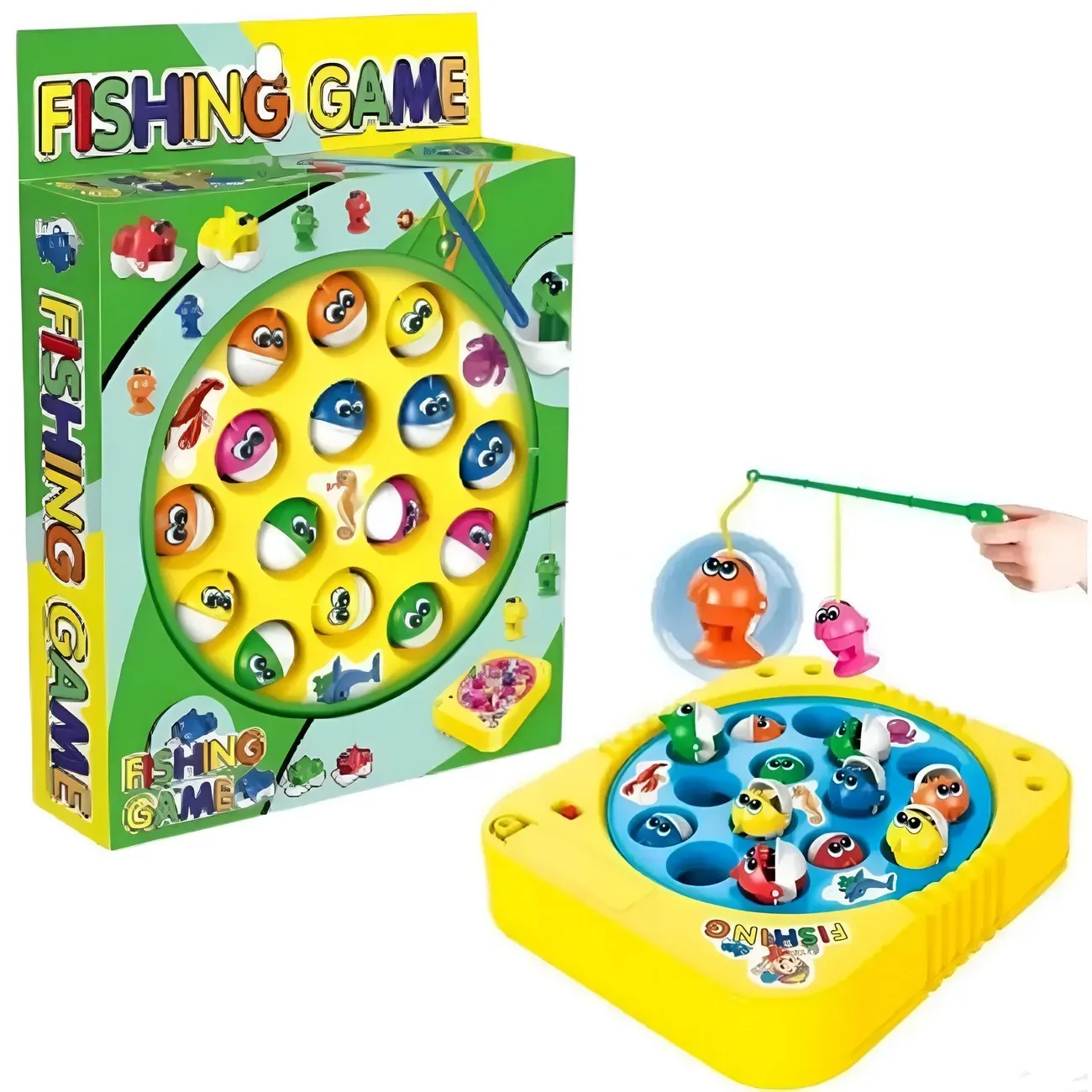 Juego De Pesca Iman Juguete Giratorio Niños Juguete+ Bateria