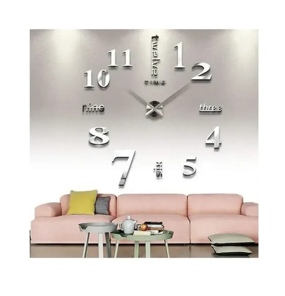 Reloj De Pared 3d Tamaño 120 X 120 Cm Color Plateado