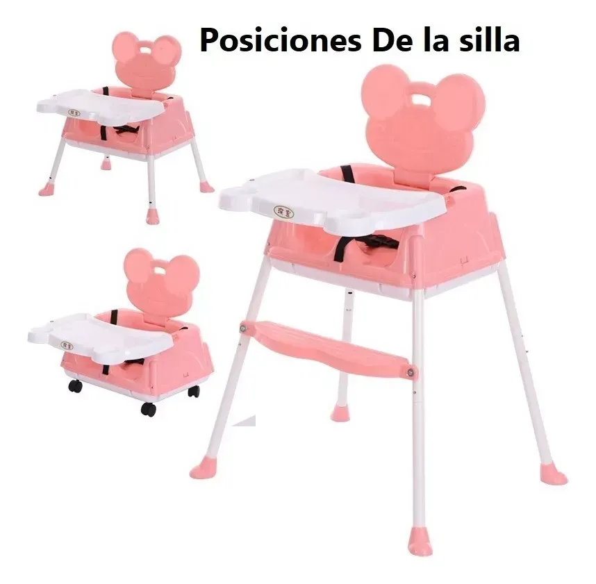 Silla Comedor 4 En 1 Bebes Gatica Bz-507 Rosada