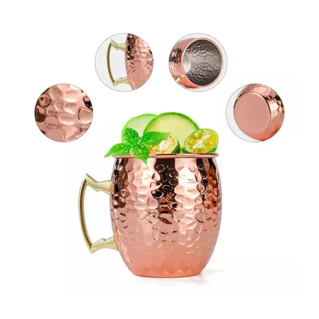 Moscow Mule Tazas 100% Cobre Martillado Set De 4 (16Oz)