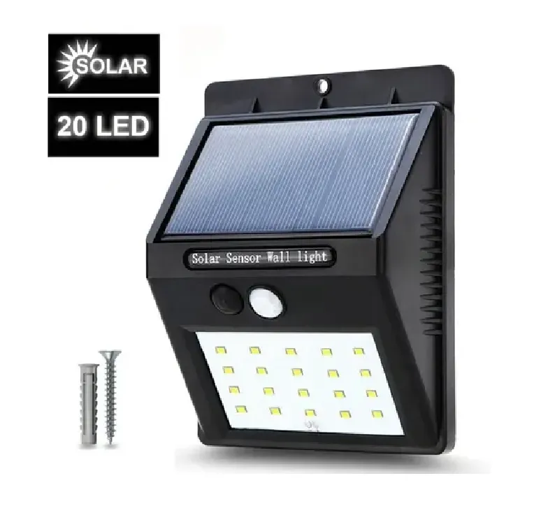 Lámpara Luz Led Exteriores Sensor Movimiento Panel Solar 20l