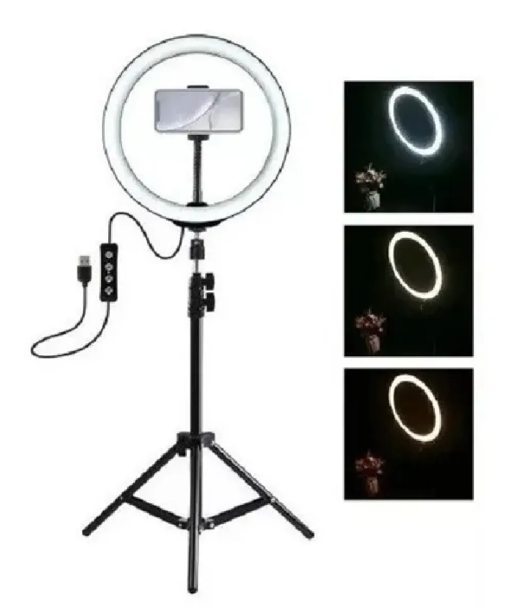 Aro De Luz Led Flash 26 Cm Fotografía Selfie + Trípode