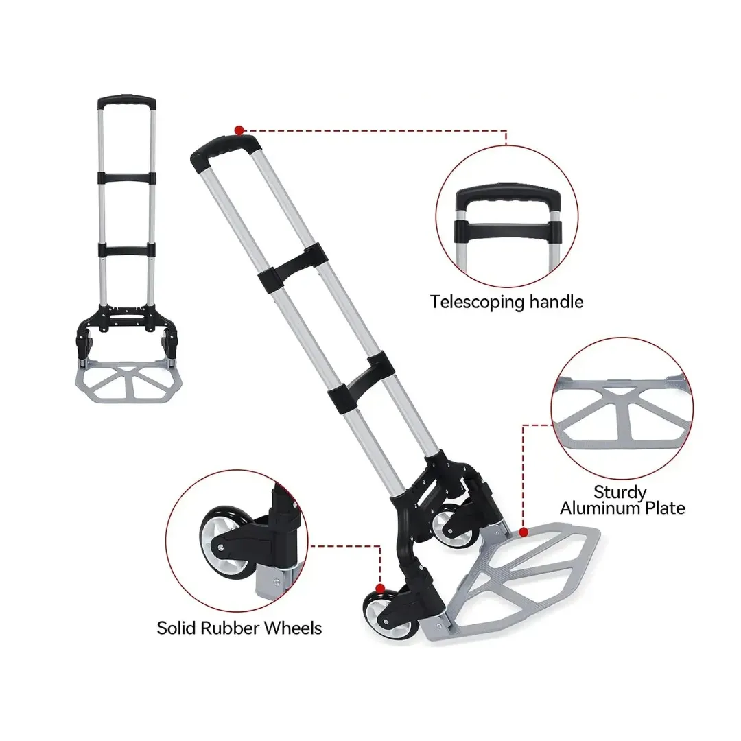 Carretilla Portatil Plegable En Aluminio, Equipaje. 80Kg