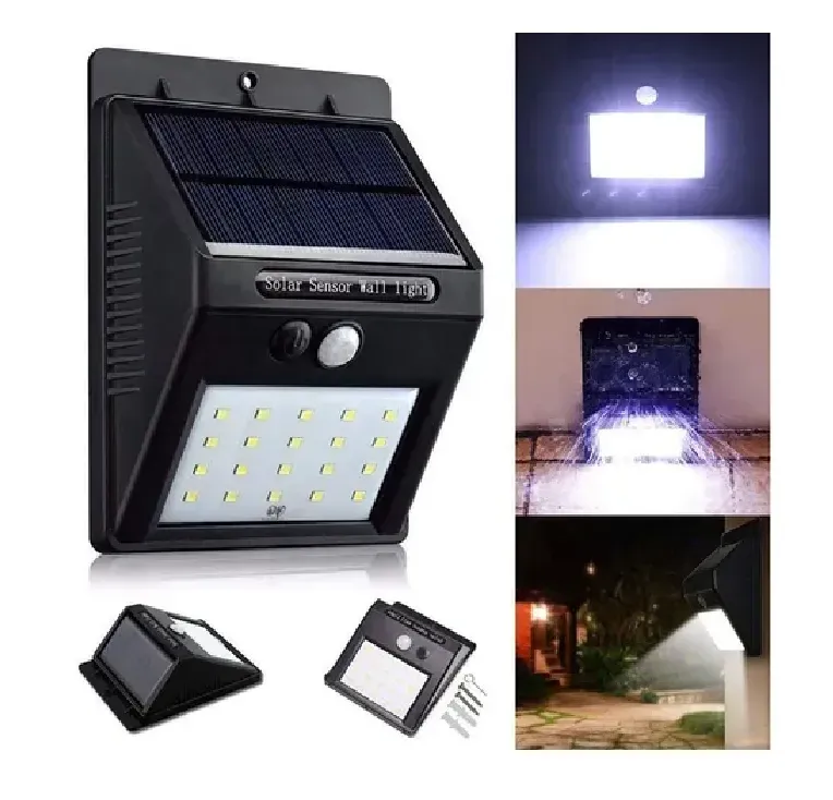 Lámpara Luz Led Exteriores Sensor Movimiento Panel Solar 20l