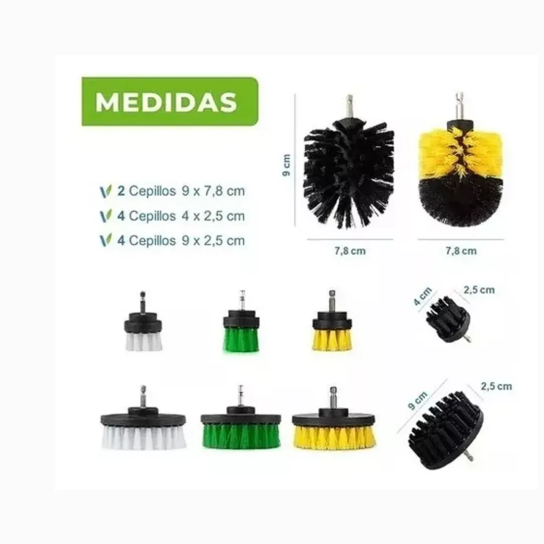 Cepillos De Limpieza Para Taladro Set X10 Auto Hogar Tapiz Remuver