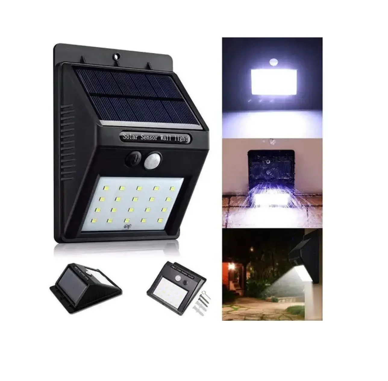 Lámpara Luz Led Exteriores Sensor Movimiento Panel Solar 20l