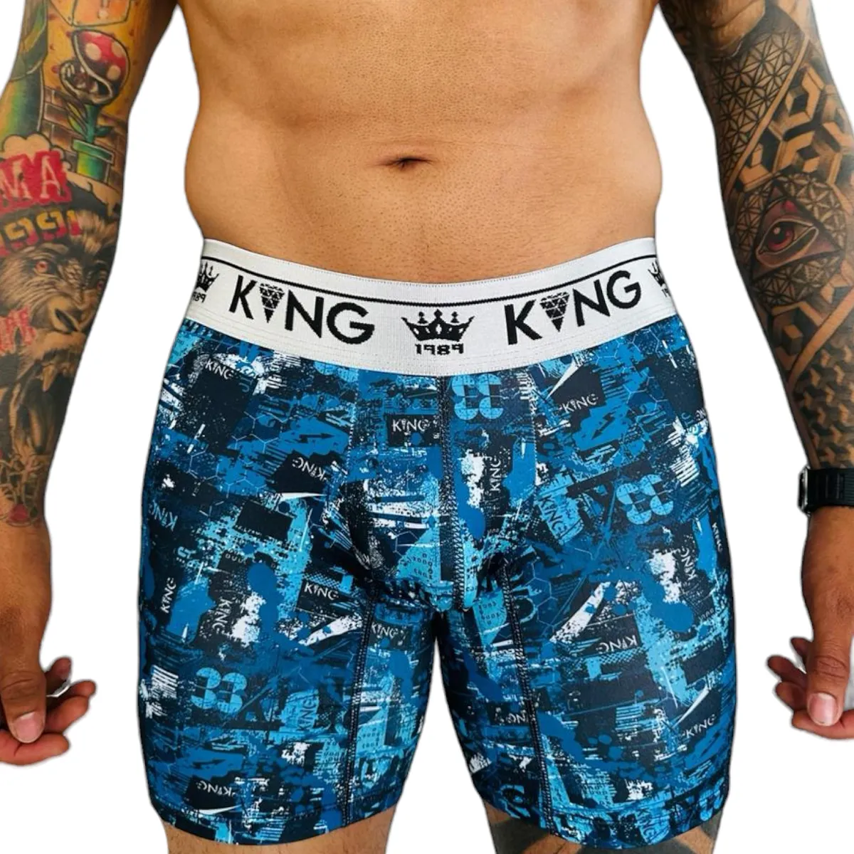 Bóxer Para Hombre King En Seda Fría Azul