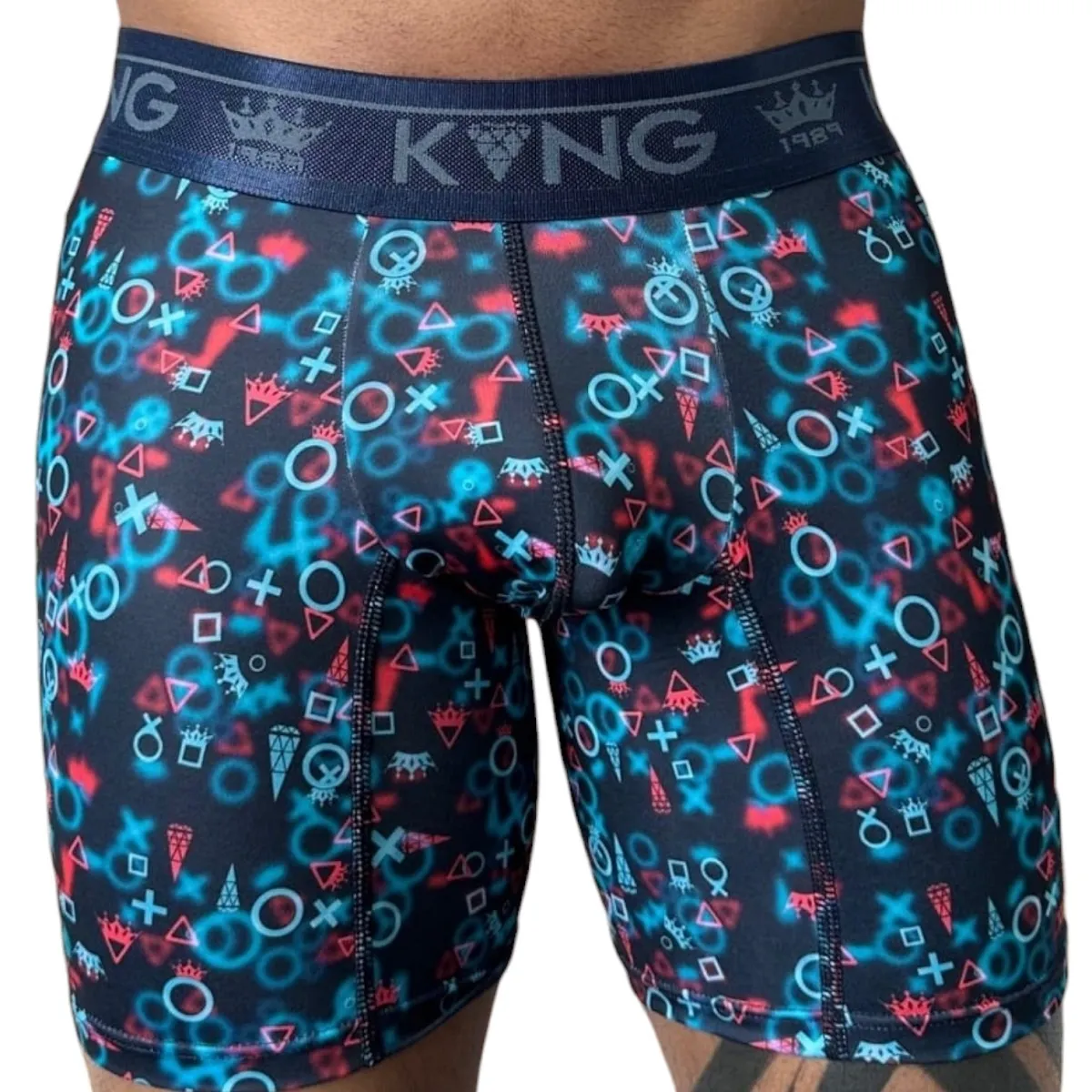 Bóxer Para Hombre King En Seda Fría Azul Claro Rojo