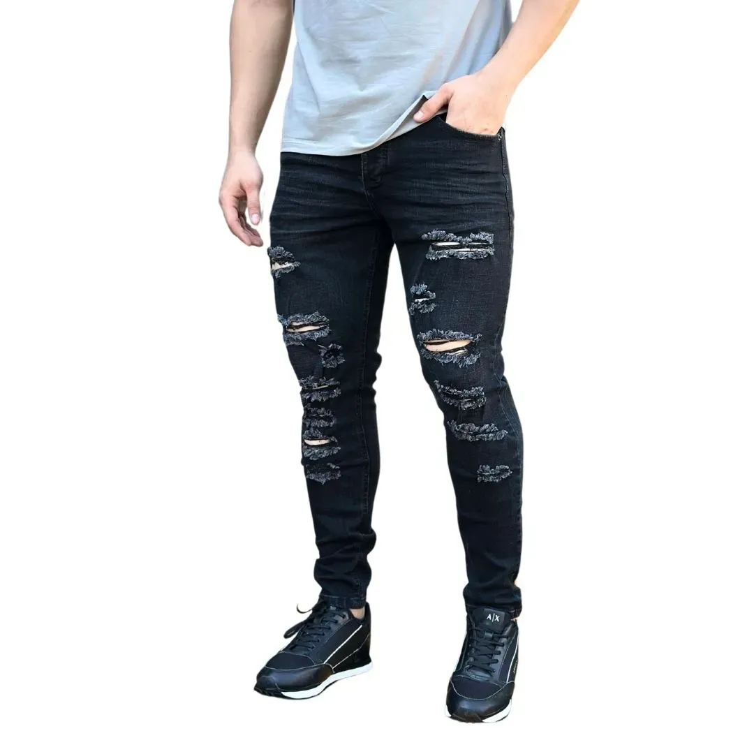 Jean Skinny Negro Con Rotos 73445