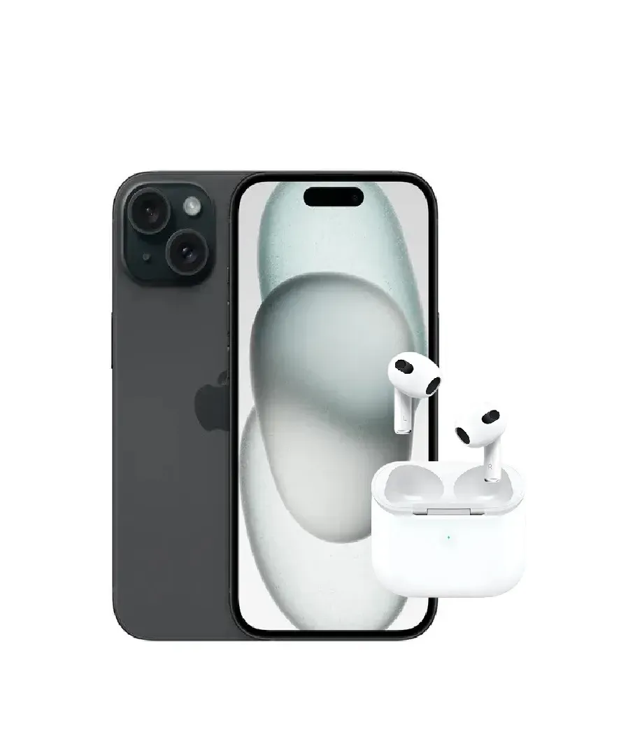 IPhone 15 128GB Reacondicionado + auriculares + cargador + vidrio + carcasa