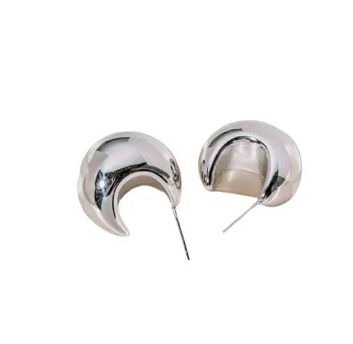 Aretes Topo Plateada Media Luna