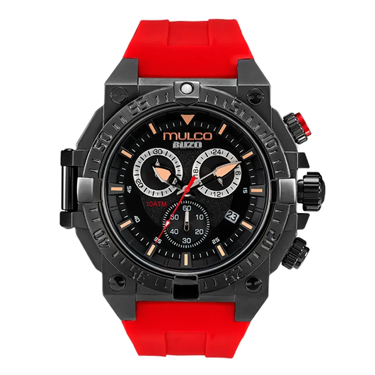 Reloj Mulco Hombre MW320006765 Negro Pulso Rojo Silicola