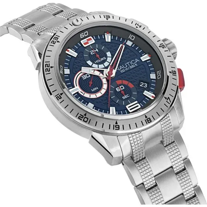 Reloj Nautica Hombre NAPNSF112 Puldo Acero Plateado Corona Rosca