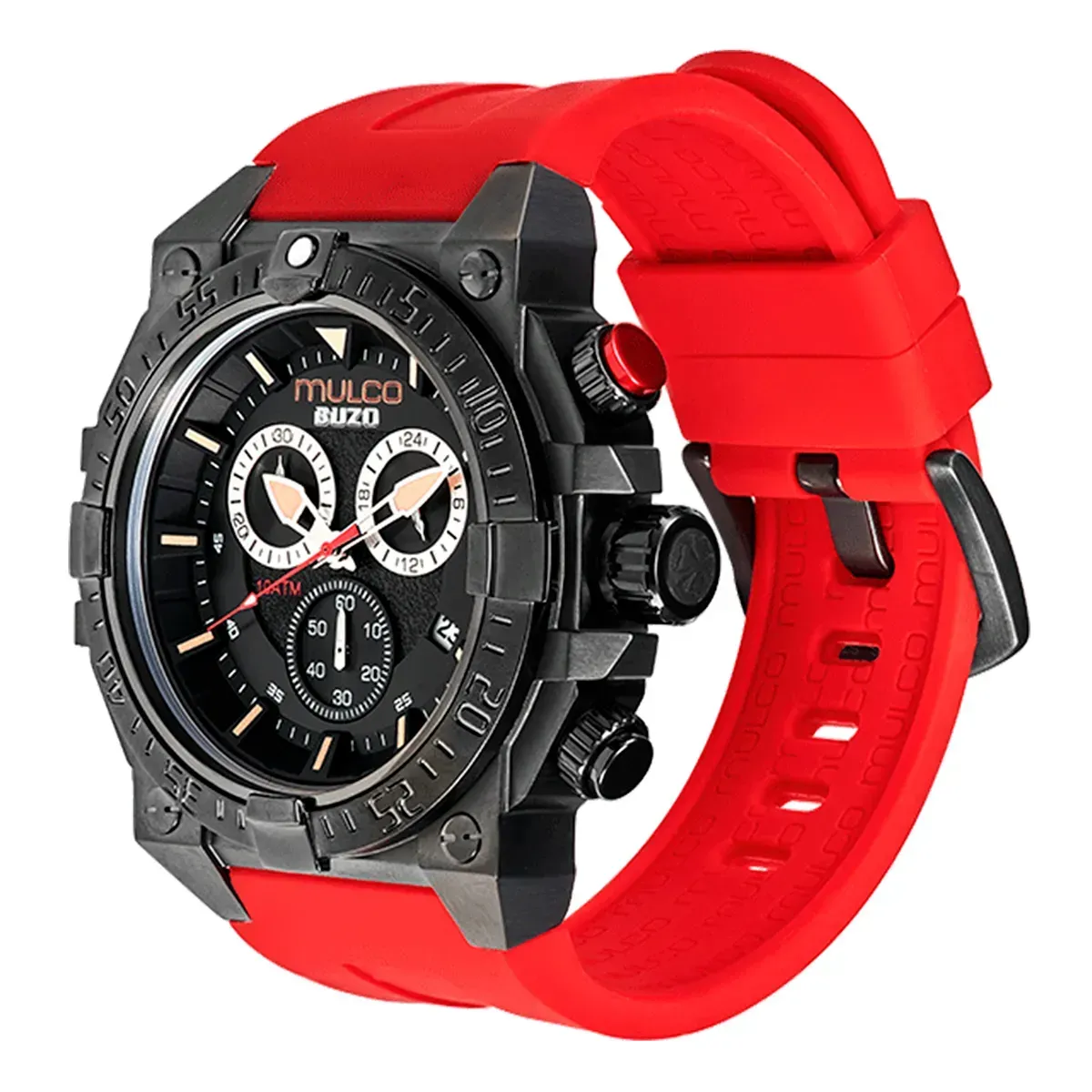 Reloj Mulco Hombre MW320006765 Negro Pulso Rojo Silicola