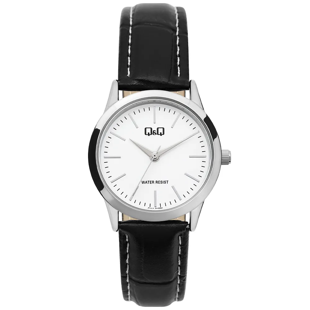 Reloj QyQ Q&Q C11A-013PY Pulso Cuero Negro Dama Femenino Mujer