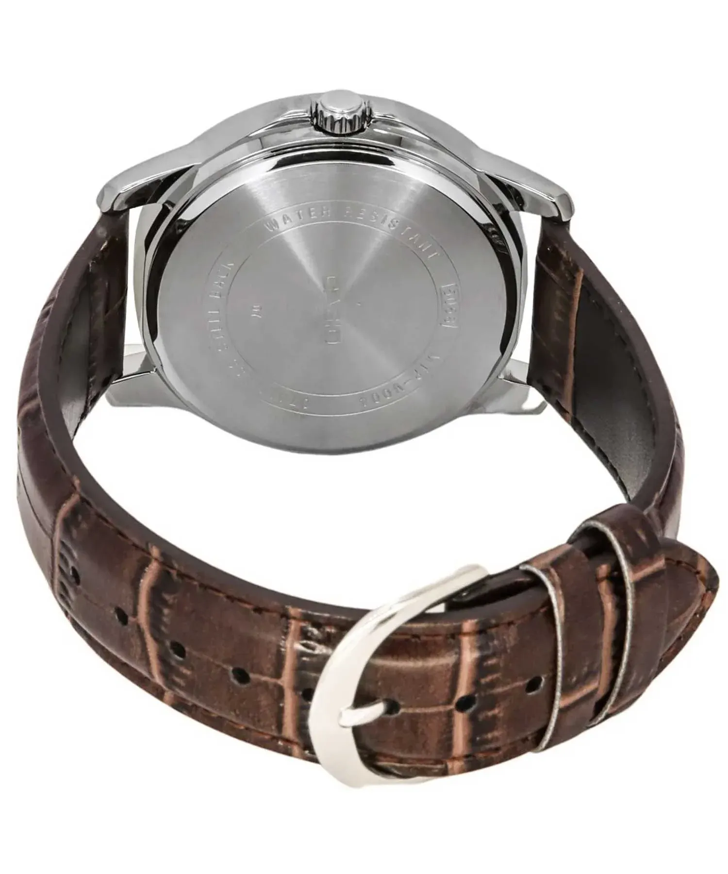 Reloj Casio Caballero MTP-V006L-7CUDF Pulso Cuero Cafe Caja Plateada Hombre