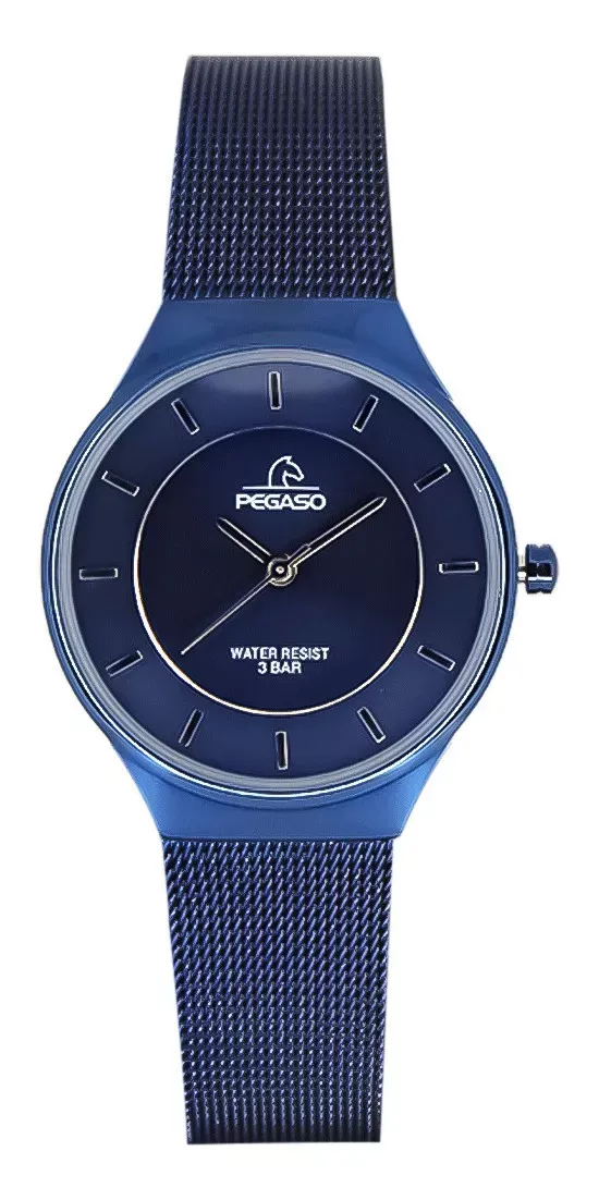 Reloj Pegaso Acero Malla P6483DB-161601A Azul Femenino Mujer Dama