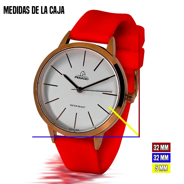 Reloj Pegaso P6567RGE-17222A Pulso Silicona Rojo Dama Femenino Mujer