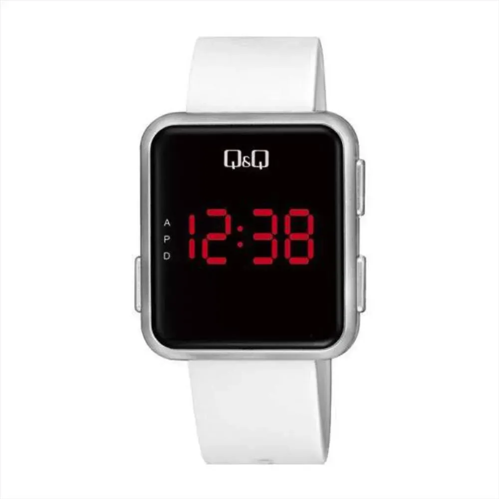 Reloj QyQ Q&Q Digital Led  M197J001Y Pulso Silicona Blanco