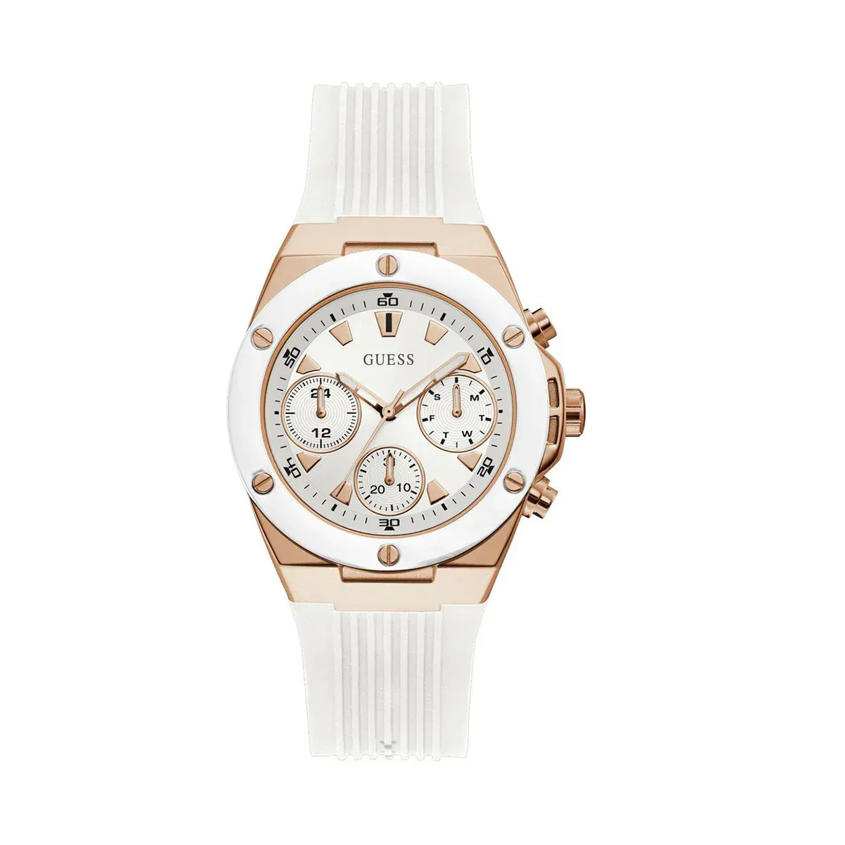 Reloj Guess GW0030L3 Blanco Oro Rosa Puilso Silicona Dama