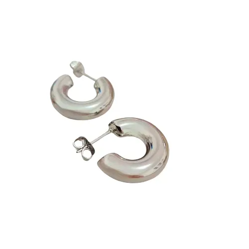 Aretes Topos Chunky Plateados En Rodio