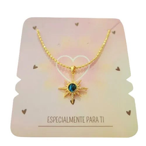 Collar Sol Galaxia En Rodio 