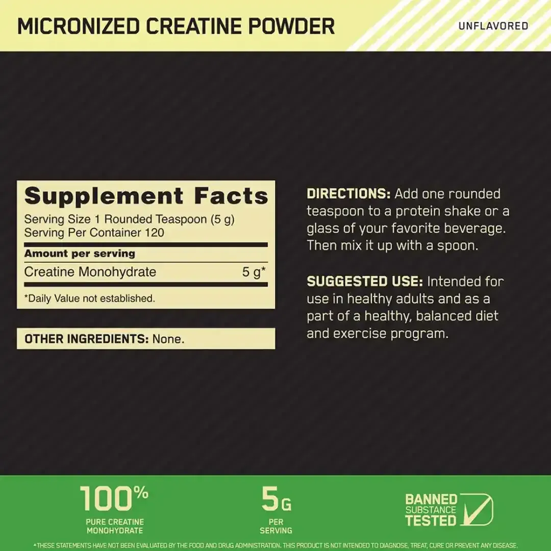 Creatina Micronized 600 Gramos Optimum Nutrition