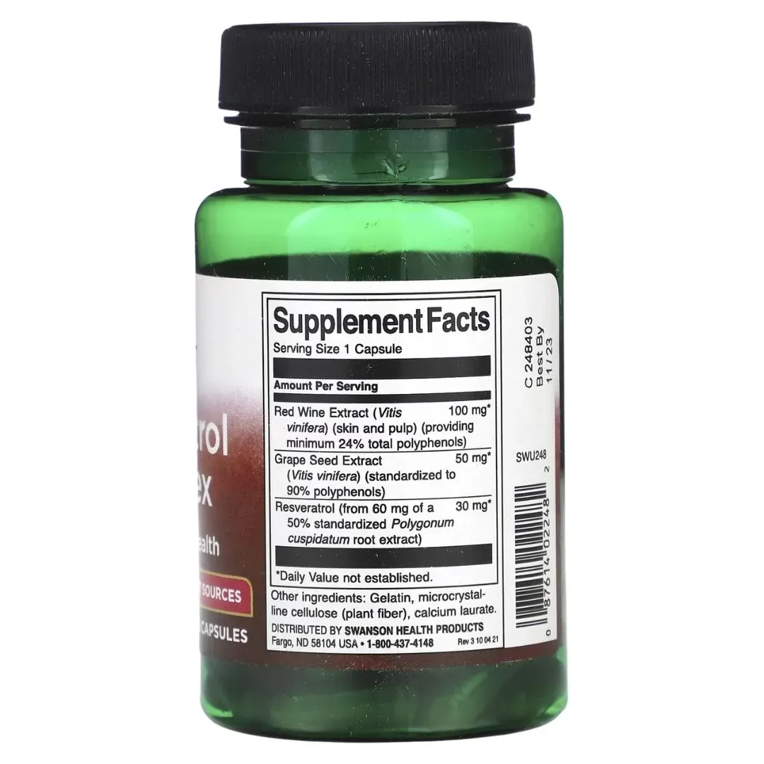 Resveratrol Complex 180 Mg 60 Cápsulas Swanson