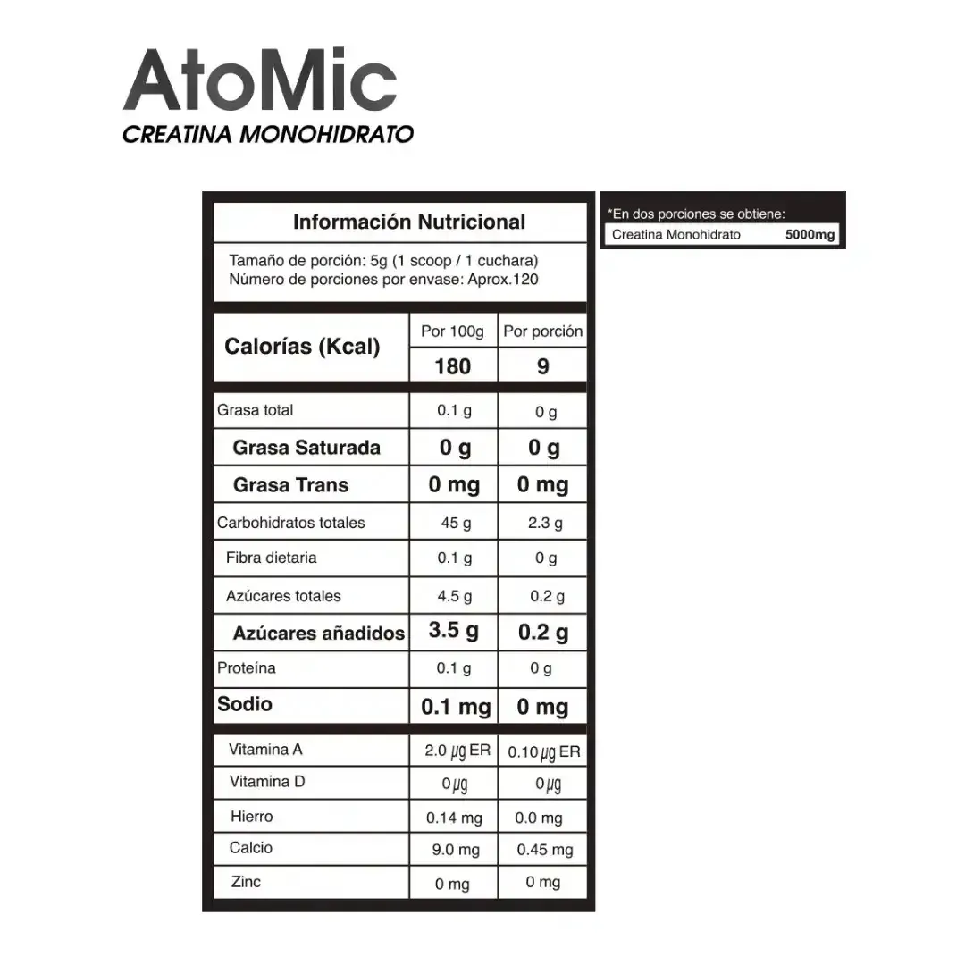 Creatina Atomic Monohidrato 600 Gramos Smart Muscle