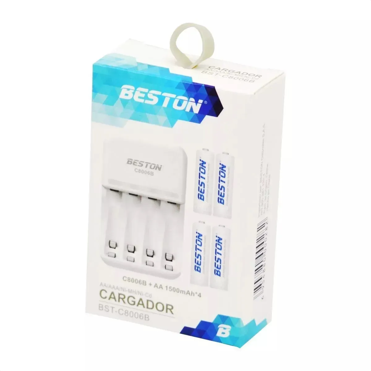 Pilas Recargables Con Cargador Beston 1500 mAh AA x 4 Pilas