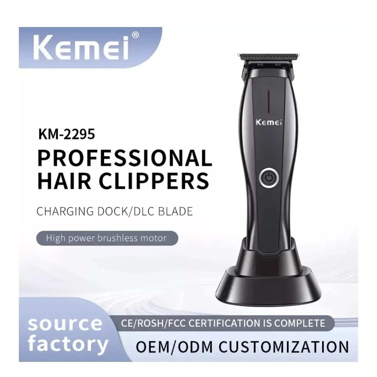 Cortadora De Pelo Inalambrica Original Kemei KM-2295 Con Base De Carga