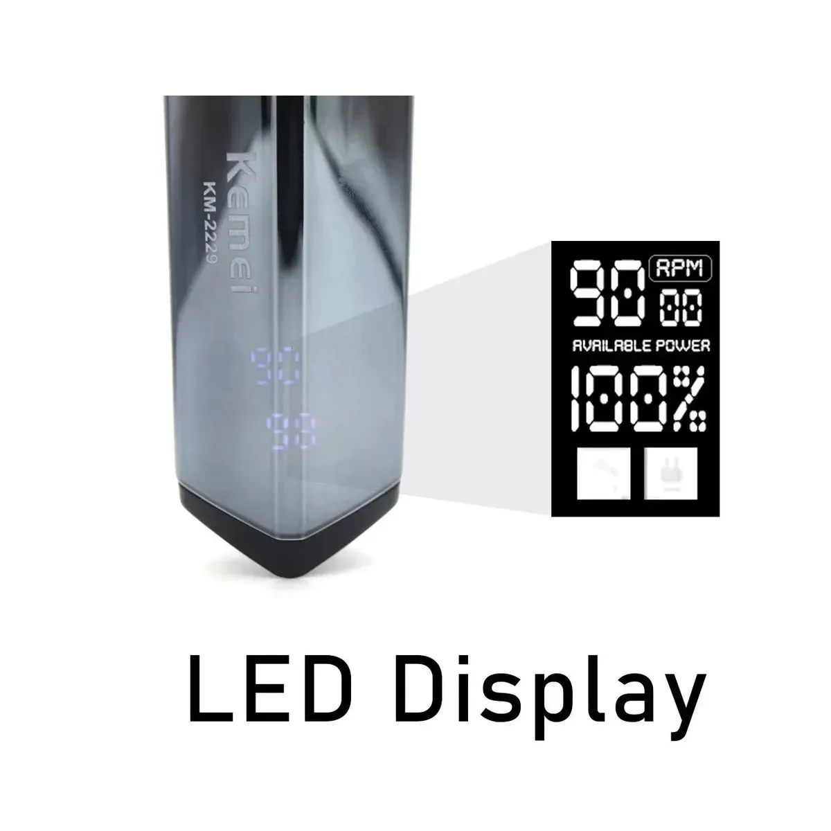 Maquina Recortadora De Cabello Con Pantalla LED KM-2229 Inalambrica