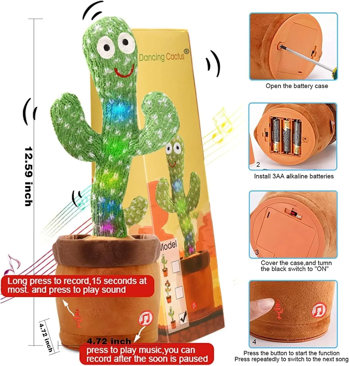 Peluche Para Niños Cactus Baila Y Habla Emoin