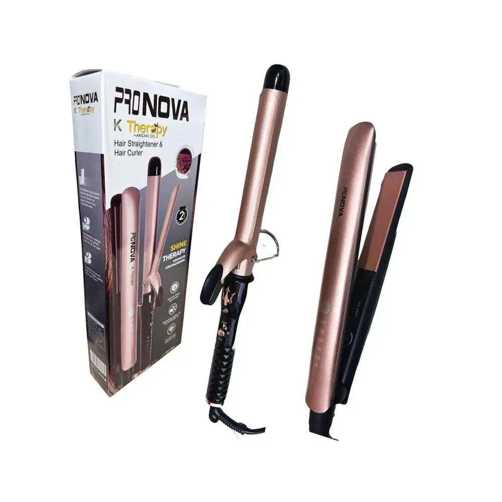 Combo Para Cabello Plancha Con Pinza Rizadora ProNova 2603