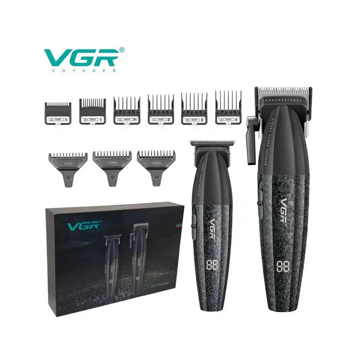 Kit Maquinas Para Corte De Cabello VGR-640 Maquina Con Patillera