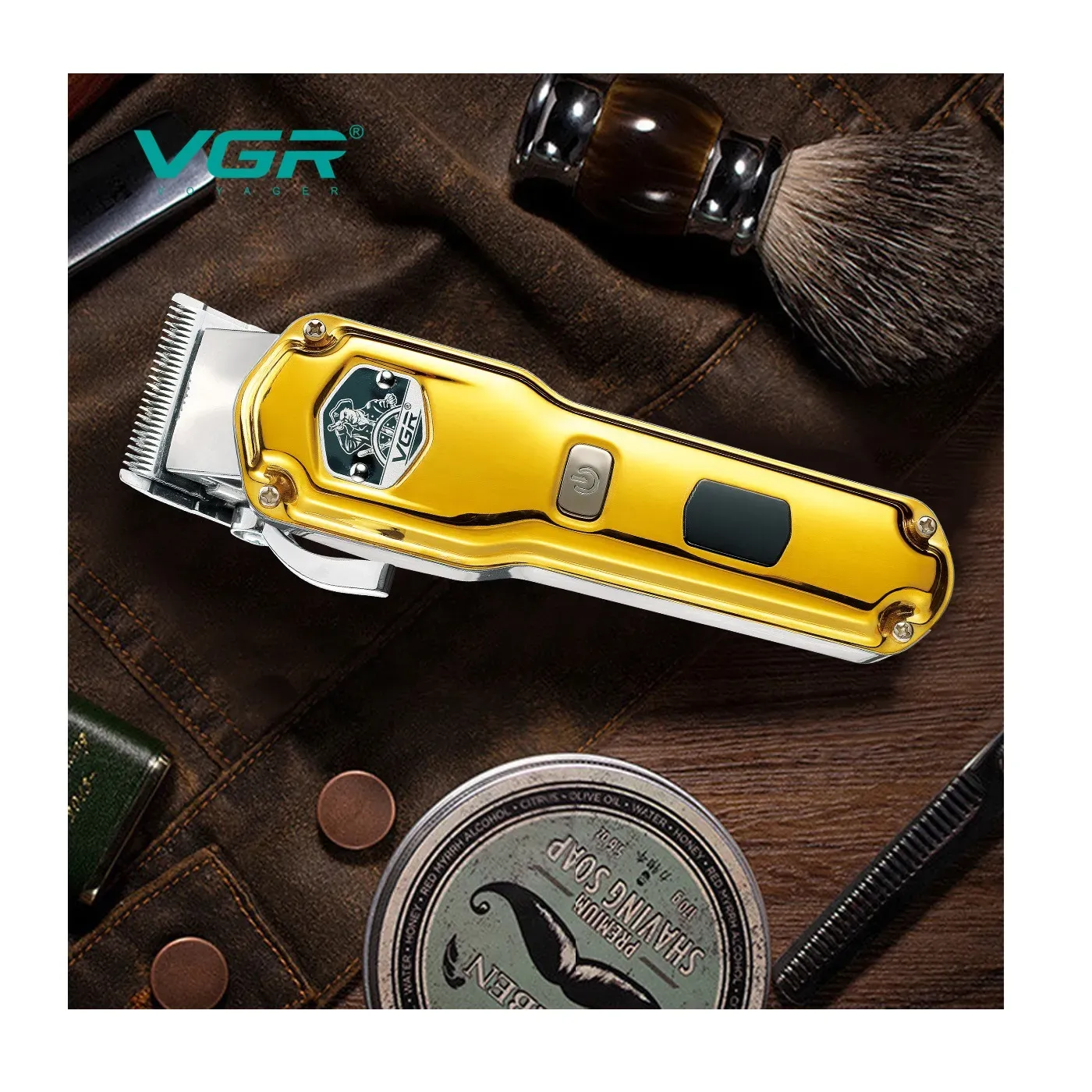 Cortadora De Pelo Clipper Recargable V693 Led Usb Dorado