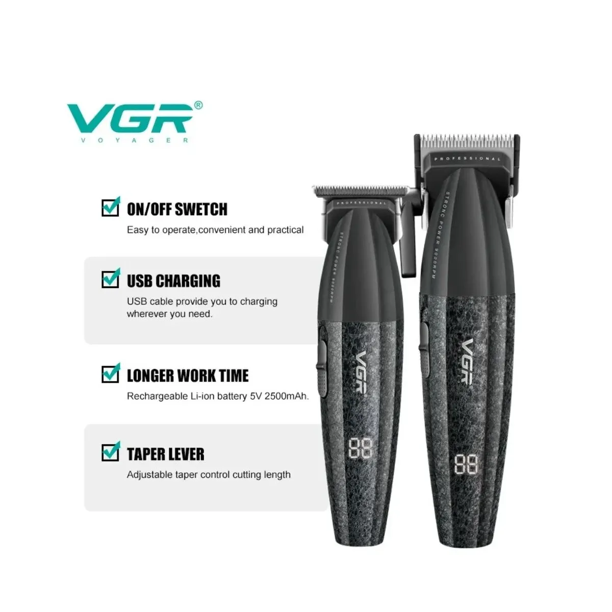 Kit Maquinas Para Corte De Cabello VGR-640 Maquina Con Patillera