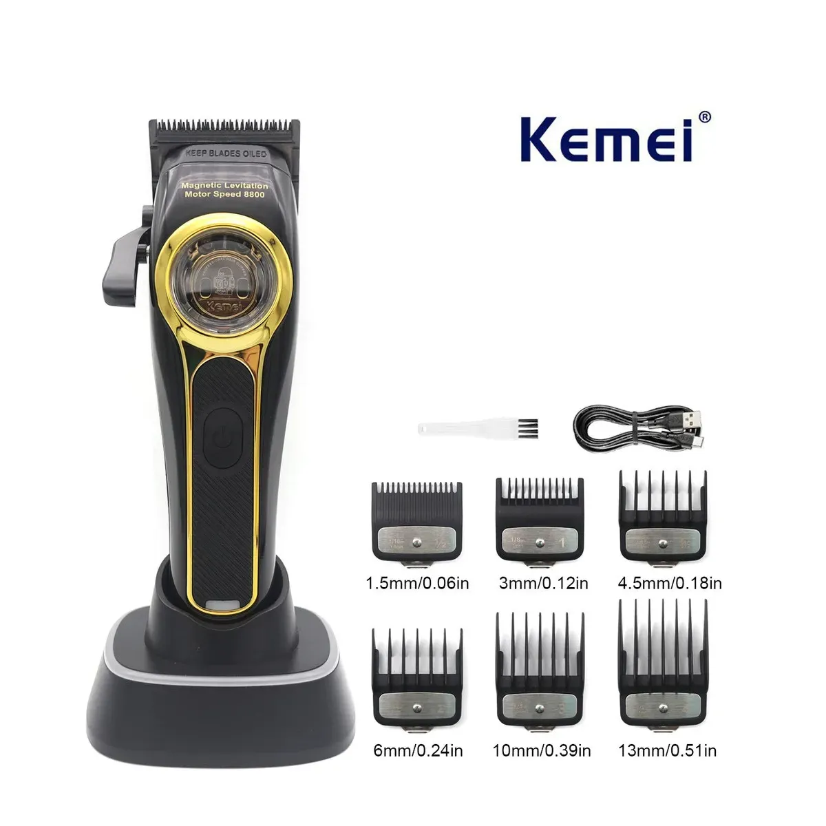 Maquina Cortadora De Pelo Original Kemei KM-2373 Cargador De Base