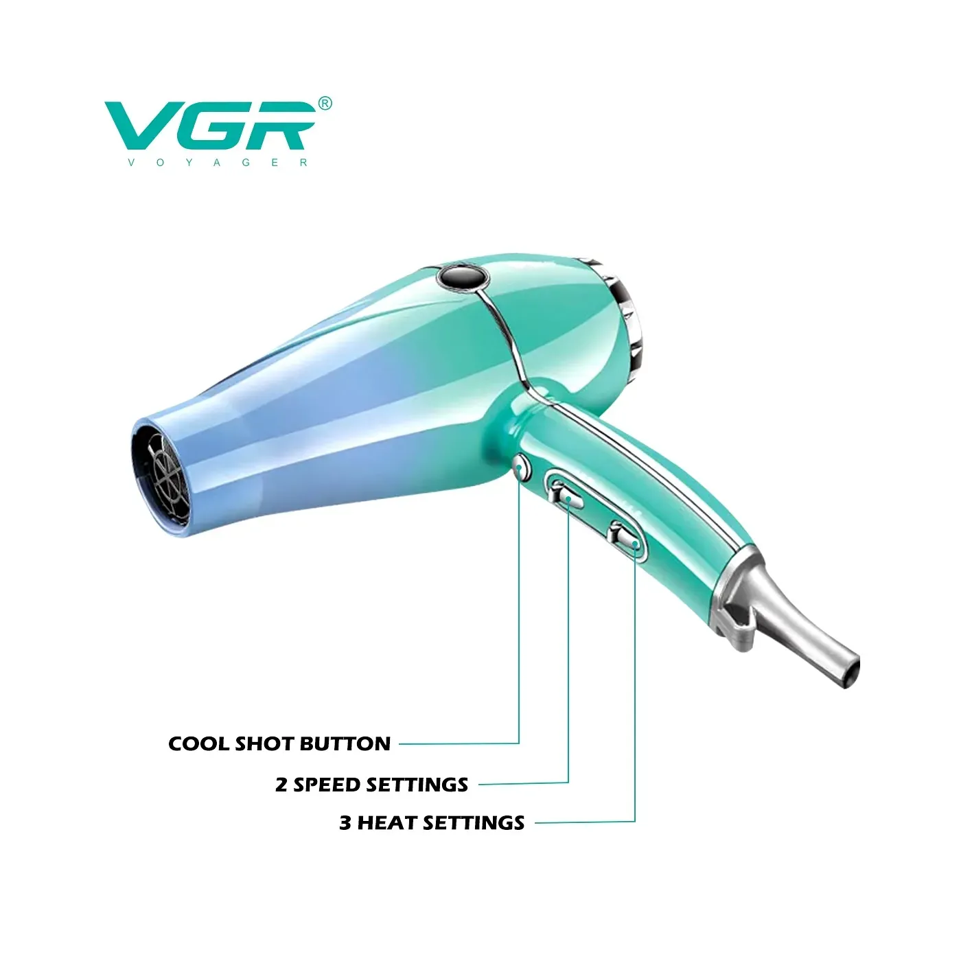 Secador Para Cabello VGR V-452 Alta Potencia