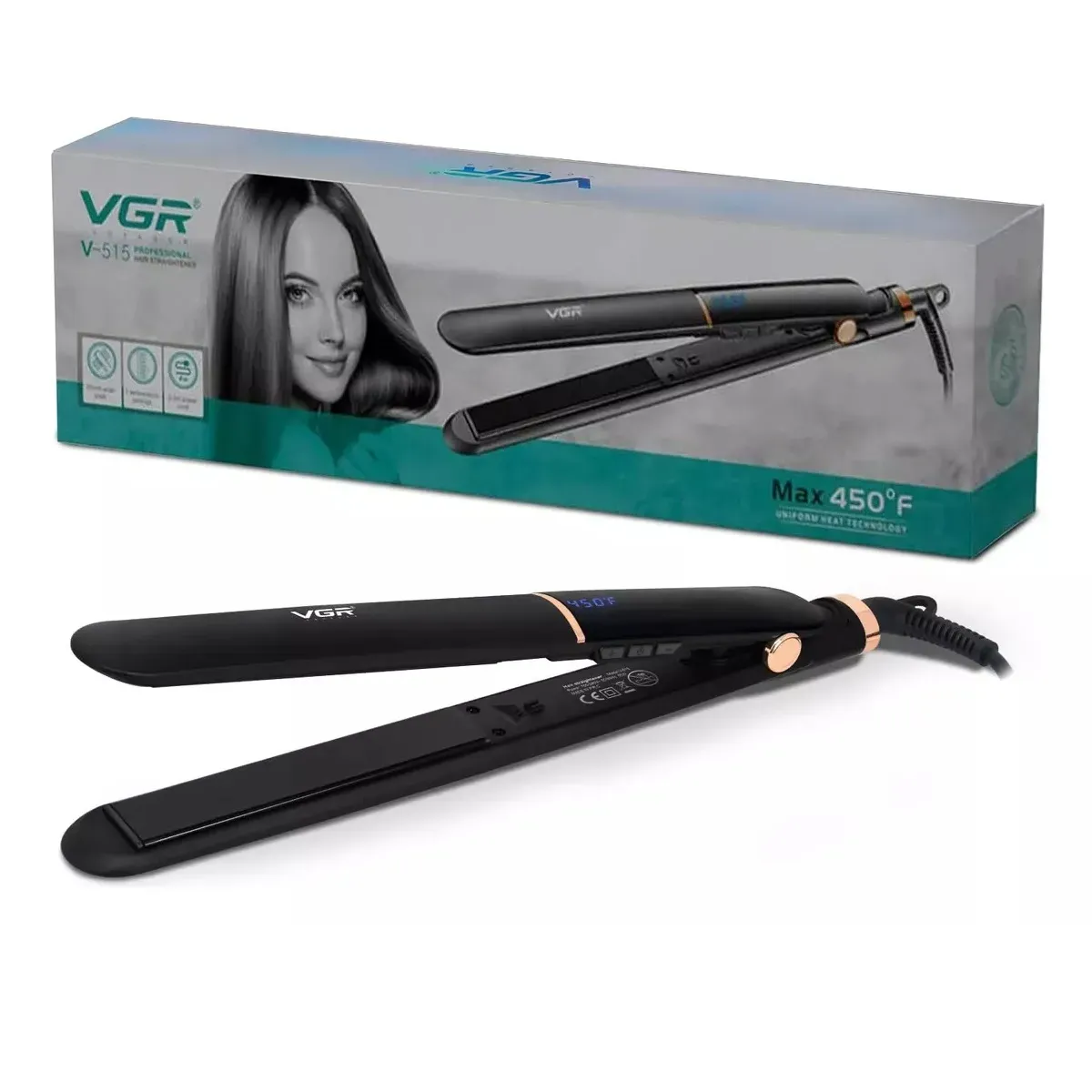 Plancha Para Cabello VGR V-515  Con Panta LED