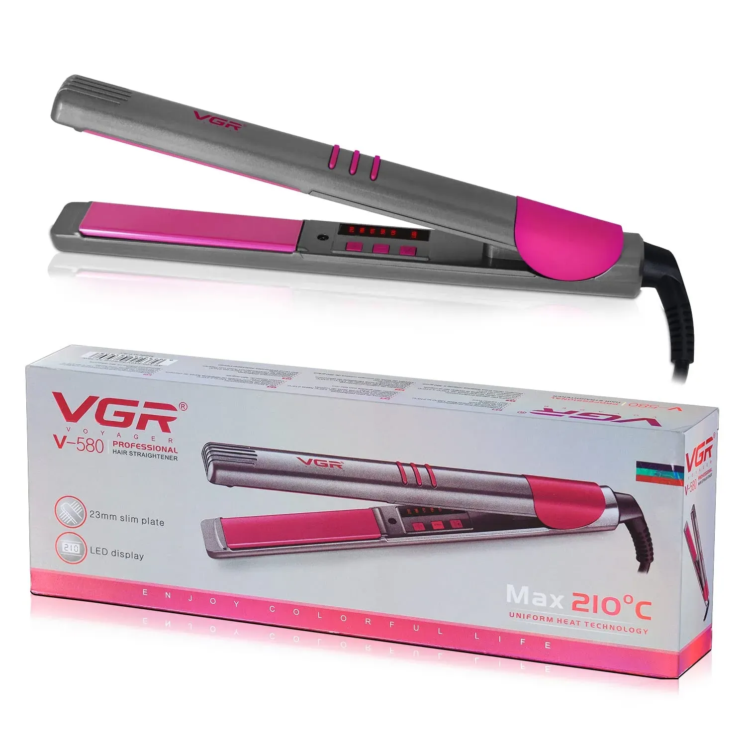 Plancha Para Cabello VGR V-580 Con Revestimiento Cerámico 