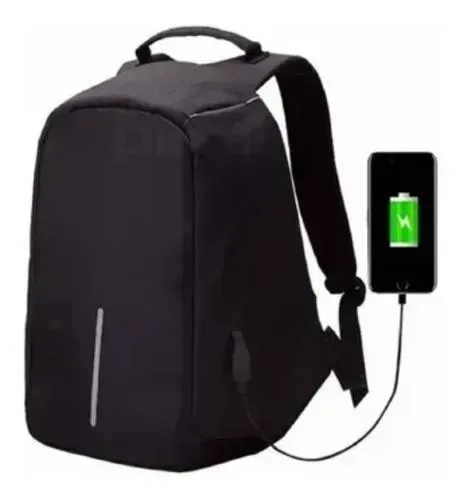 Morral Antirobo Con Puerto USB Carga Negro