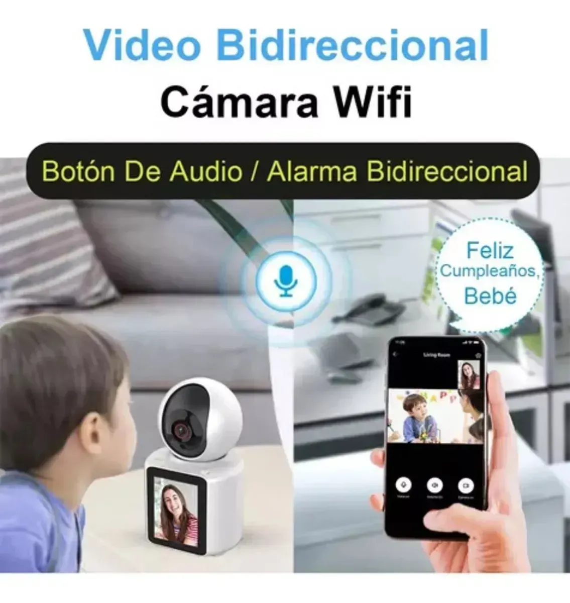 Cámara De Seguridad Inalámbrica  Videollamada 2 En 1