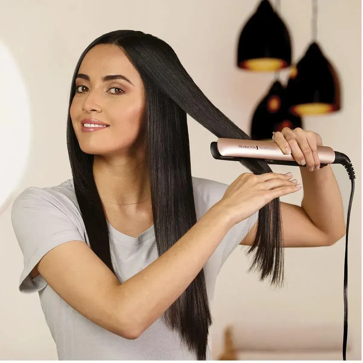 Plancha De Cabello REMINGTON Keratina + Cepillo Secador Keratina 3D