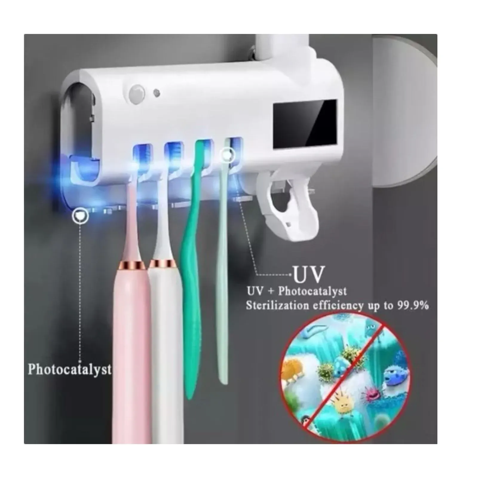 Dispensador De Crema Dental Esterilización Uv Porta Cepillos