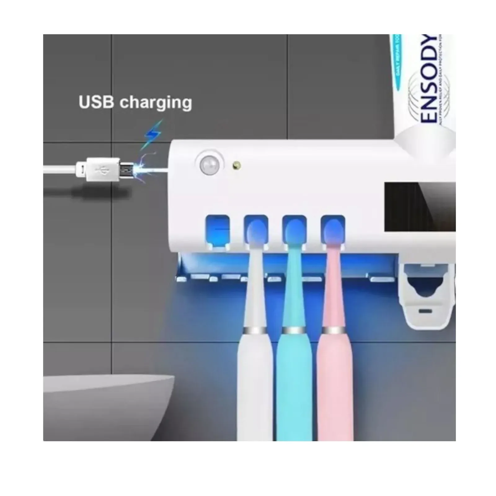 Dispensador De Crema Dental Esterilización Uv Porta Cepillos